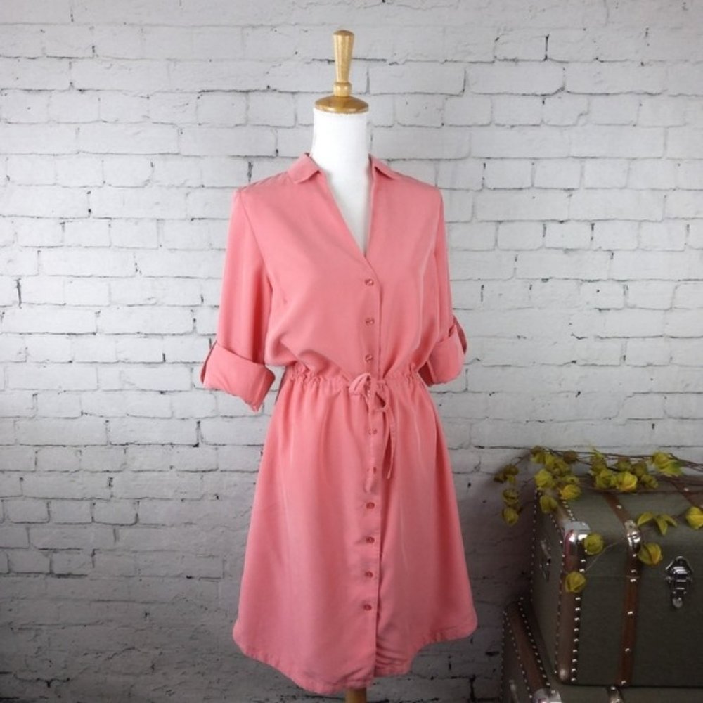 Soft Surroundings Peachskin Shirt Dress Coral Small
